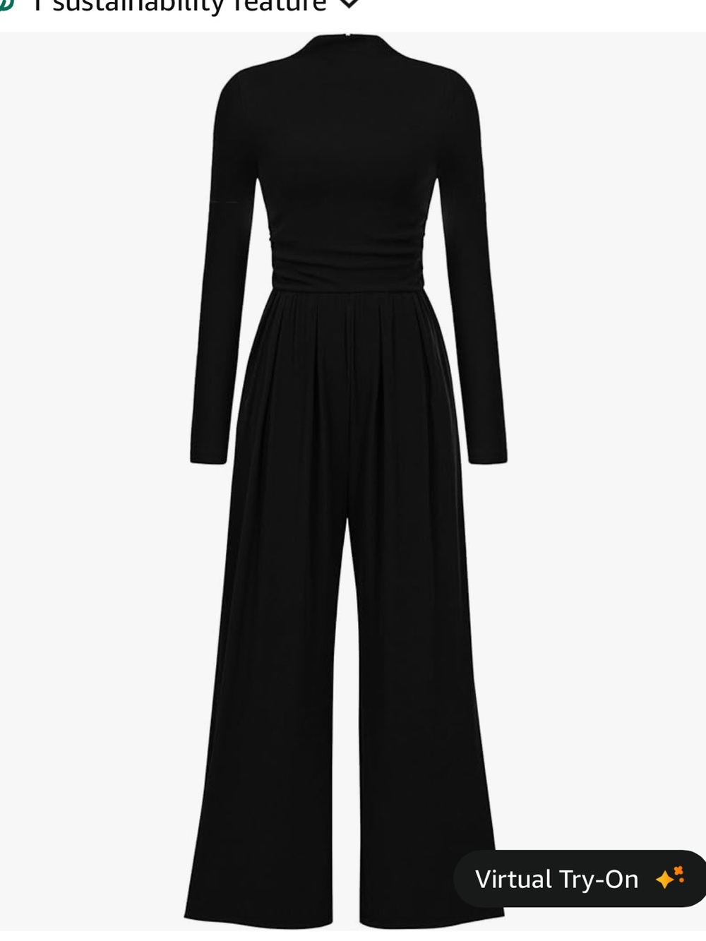 Classic Black Long-Sleeve Wide-Leg Jumpsuit